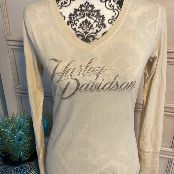 Womens  Harley  Davidson, color block bling, canvas, shirt, small - Picture 2 of 8